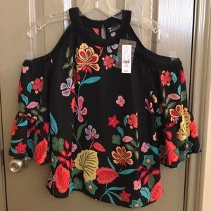 NWT NY&C Cold Shoulder Floral Blouse